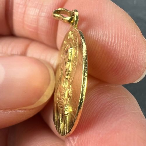FRENCH RUFFONY VIRGIN MARY VIRGO VIRGINUM 18K YELLOW GOLD MEDAL PENDANT - ADDITIONAL PHOTO 7