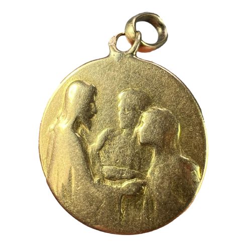 jesus christ blessing marriage 18k yellow gold wedding charm pendant - CATEGORY: ANTIQUE JEWELLERY - DATED 1900