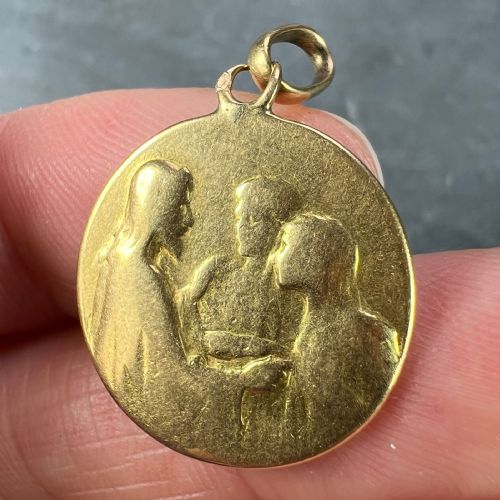 JESUS CHRIST BLESSING MARRIAGE 18K YELLOW GOLD WEDDING CHARM PENDANT - ADDITIONAL PHOTO 4