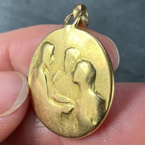 JESUS CHRIST BLESSING MARRIAGE 18K YELLOW GOLD WEDDING CHARM PENDANT - ADDITIONAL PHOTO 5