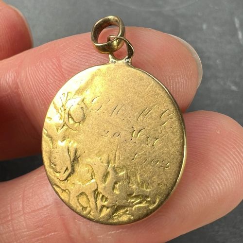 JESUS CHRIST BLESSING MARRIAGE 18K YELLOW GOLD WEDDING CHARM PENDANT - ADDITIONAL PHOTO 6