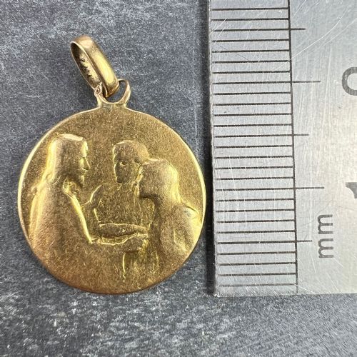 JESUS CHRIST BLESSING MARRIAGE 18K YELLOW GOLD WEDDING CHARM PENDANT - ADDITIONAL PHOTO 8