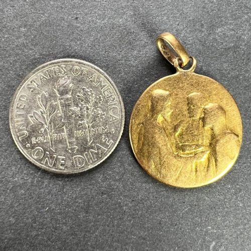 JESUS CHRIST BLESSING MARRIAGE 18K YELLOW GOLD WEDDING CHARM PENDANT - ADDITIONAL PHOTO 9
