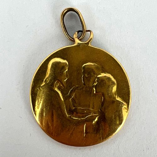 JESUS CHRIST BLESSING MARRIAGE 18K YELLOW GOLD WEDDING CHARM PENDANT - ADDITIONAL PHOTO 10