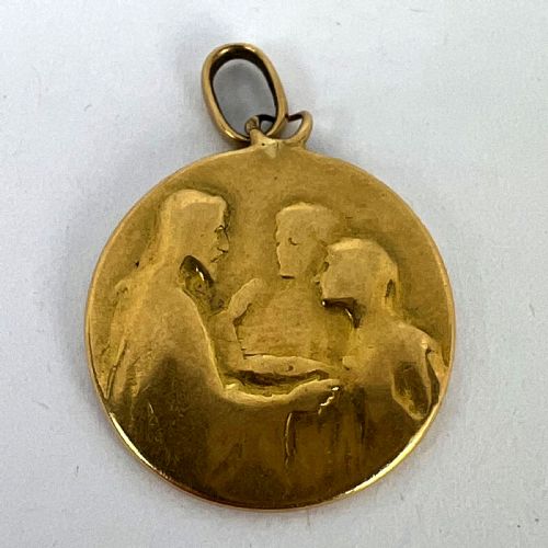JESUS CHRIST BLESSING MARRIAGE 18K YELLOW GOLD WEDDING CHARM PENDANT - ADDITIONAL PHOTO 11