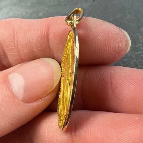 FRENCH AUGIS VIRGIN MARY MIRACULOUS MEDAL 18K YELLOW GOLD CHARM PENDANT - ADDITIONAL PHOTO 6