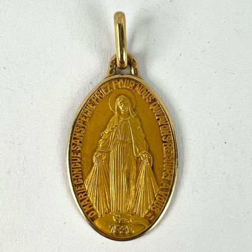 FRENCH AUGIS VIRGIN MARY MIRACULOUS MEDAL 18K YELLOW GOLD CHARM PENDANT - ADDITIONAL PHOTO 10