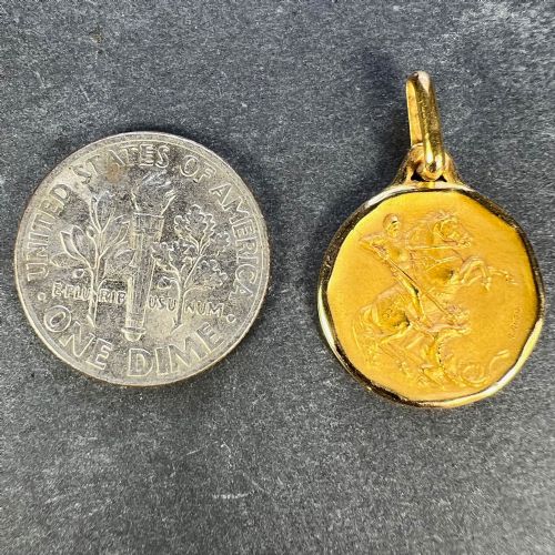 FRENCH AUGIS SAINT GEORGE AND THE DRAGON 18K YELLOW GOLD CHARM PENDANT - ADDITIONAL PHOTO 9