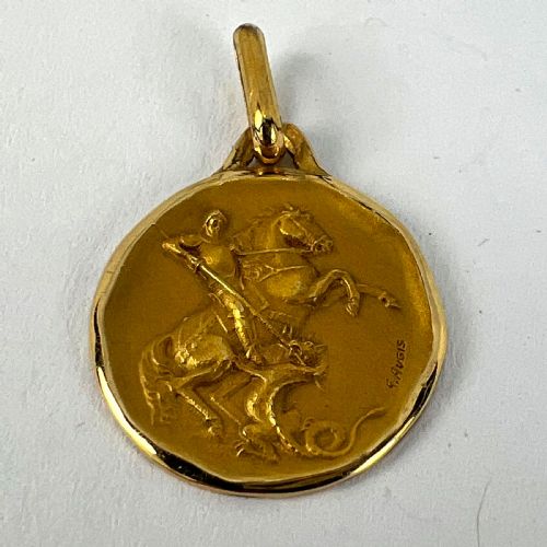 FRENCH AUGIS SAINT GEORGE AND THE DRAGON 18K YELLOW GOLD CHARM PENDANT - ADDITIONAL PHOTO 11