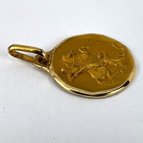 FRENCH AUGIS SAINT GEORGE AND THE DRAGON 18K YELLOW GOLD CHARM PENDANT - ADDITIONAL PHOTO 13