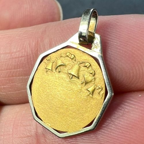 FRENCH RAPHAELS CHERUB 18K YELLOW WHITE GOLD CHARM PENDANT - ADDITIONAL PHOTO 7
