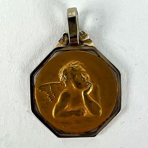 FRENCH RAPHAELS CHERUB 18K YELLOW WHITE GOLD CHARM PENDANT - ADDITIONAL PHOTO 11