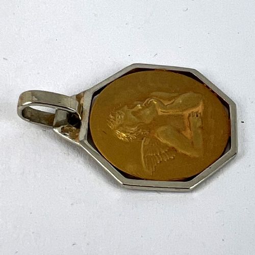 FRENCH RAPHAELS CHERUB 18K YELLOW WHITE GOLD CHARM PENDANT - ADDITIONAL PHOTO 13