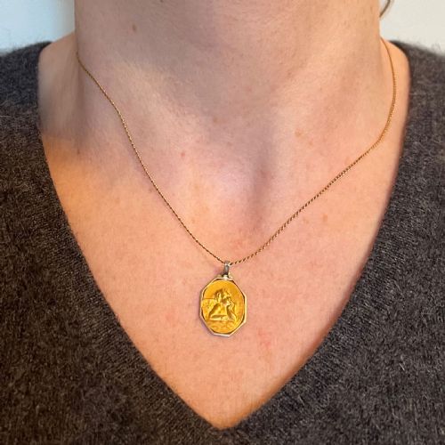 FRENCH RAPHAELS CHERUB 18K YELLOW WHITE GOLD CHARM PENDANT - ADDITIONAL PHOTO 3