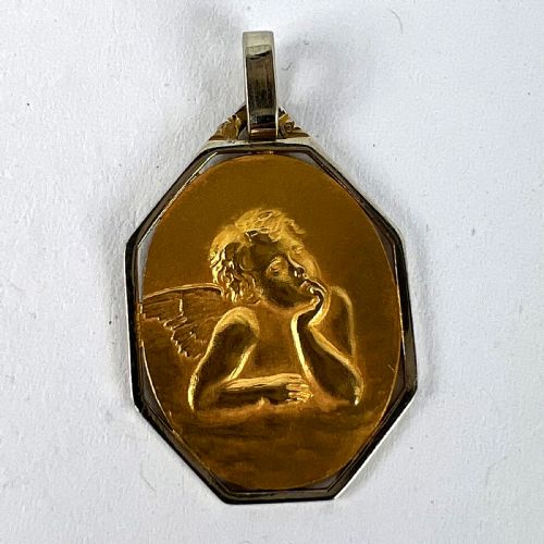FRENCH RAPHAELS CHERUB 18K YELLOW WHITE GOLD CHARM PENDANT - ADDITIONAL PHOTO 10