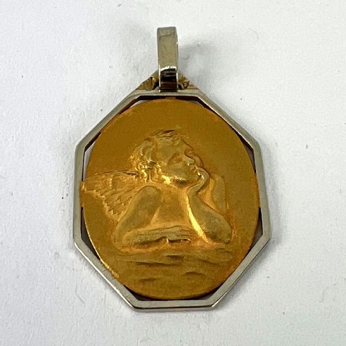 FRENCH RAPHAELS CHERUB 18K YELLOW WHITE GOLD CHARM PENDANT - ADDITIONAL PHOTO 11