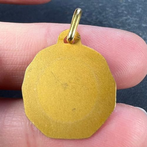 AUGIS GRUN FRENCH SAINT CHRISTOPHER 18K YELLOW GOLD CHARM PENDANT - ADDITIONAL PHOTO 7