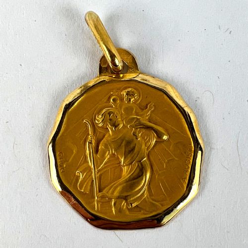 AUGIS GRUN FRENCH SAINT CHRISTOPHER 18K YELLOW GOLD CHARM PENDANT - ADDITIONAL PHOTO 11