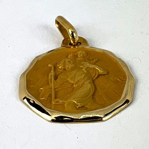 AUGIS GRUN FRENCH SAINT CHRISTOPHER 18K YELLOW GOLD CHARM PENDANT - ADDITIONAL PHOTO 12