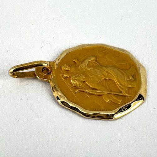 AUGIS GRUN FRENCH SAINT CHRISTOPHER 18K YELLOW GOLD CHARM PENDANT - ADDITIONAL PHOTO 13