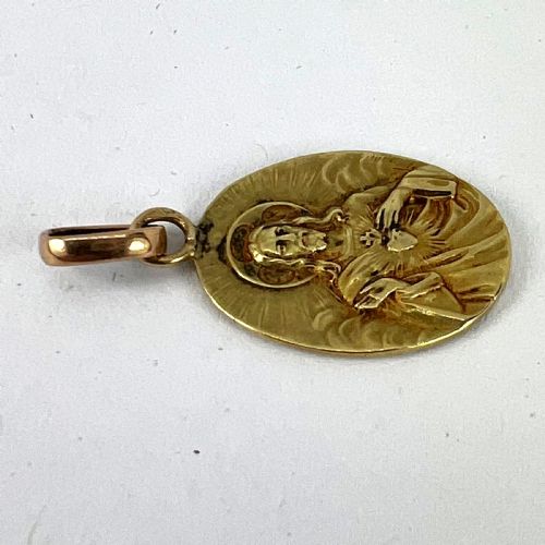 FRENCH MADONNA AND CHILD SACRED HEART 18K YELLOW GOLD MEDAL PENDANT - ADDITIONAL PHOTO 13