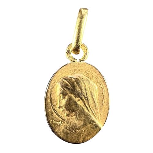 french emile dropsy virgin mary 18k yellow gold medal pendant charm - CATEGORY: ANTIQUE JEWELLERY - DATED 1910