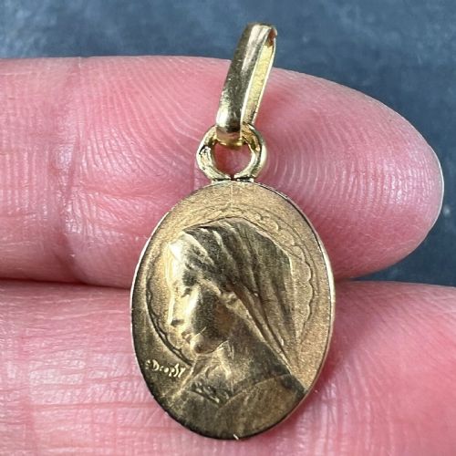 FRENCH EMILE DROPSY VIRGIN MARY 18K YELLOW GOLD MEDAL PENDANT CHARM - ADDITIONAL PHOTO 4