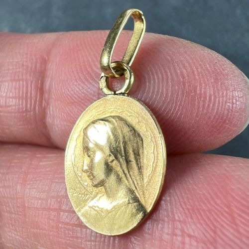 FRENCH EMILE DROPSY VIRGIN MARY 18K YELLOW GOLD MEDAL PENDANT CHARM - ADDITIONAL PHOTO 5