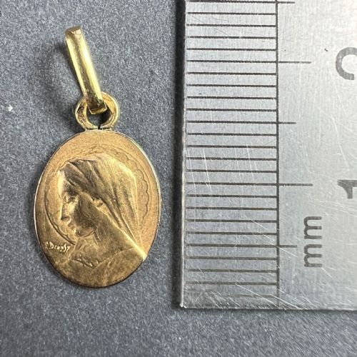 FRENCH EMILE DROPSY VIRGIN MARY 18K YELLOW GOLD MEDAL PENDANT CHARM - ADDITIONAL PHOTO 8