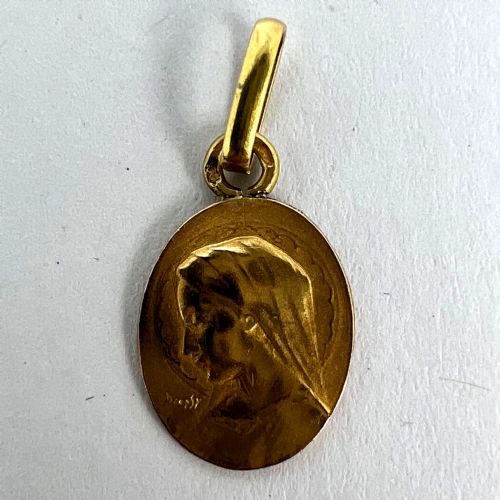 FRENCH EMILE DROPSY VIRGIN MARY 18K YELLOW GOLD MEDAL PENDANT CHARM - ADDITIONAL PHOTO 10