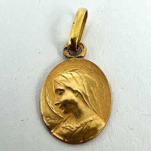 FRENCH EMILE DROPSY VIRGIN MARY 18K YELLOW GOLD MEDAL PENDANT CHARM - ADDITIONAL PHOTO 11