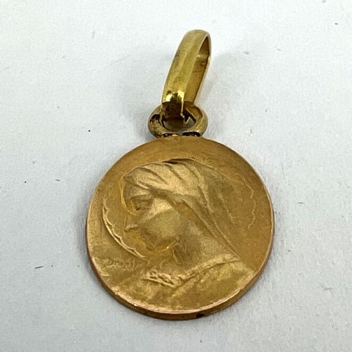 FRENCH EMILE DROPSY VIRGIN MARY 18K YELLOW GOLD MEDAL PENDANT CHARM - ADDITIONAL PHOTO 12
