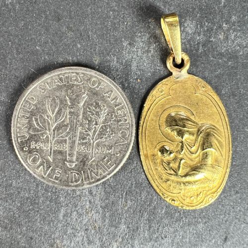 ARNAULT ART NOUVEAU FRENCH MADONNA AND CHILD 18K YELLOW GOLD MEDAL PENDANT - ADDITIONAL PHOTO 10