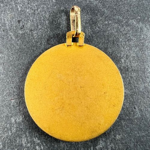 FRENCH GRN 18K YELLOW GOLD JESUS CHRIST CROWN OF THORNS MEDAL CHARM PENDANT - ADDITIONAL PHOTO 2
