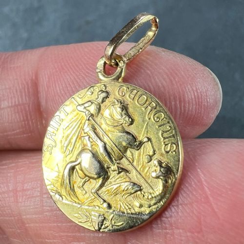 FRENCH ST GEORGE AND THE DRAGON 18K YELLOW GOLD MEDAL PENDANT - ADDITIONAL PHOTO 7