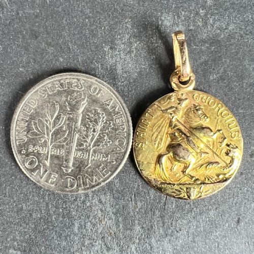 FRENCH ST GEORGE AND THE DRAGON 18K YELLOW GOLD MEDAL PENDANT - ADDITIONAL PHOTO 10