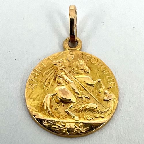 FRENCH ST GEORGE AND THE DRAGON 18K YELLOW GOLD MEDAL PENDANT - ADDITIONAL PHOTO 11