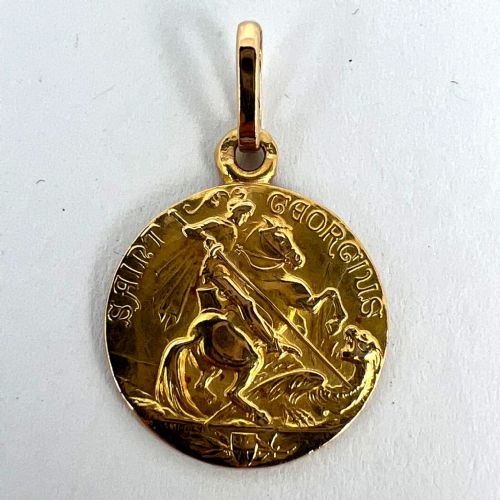 FRENCH ST GEORGE AND THE DRAGON 18K YELLOW GOLD MEDAL PENDANT - ADDITIONAL PHOTO 12