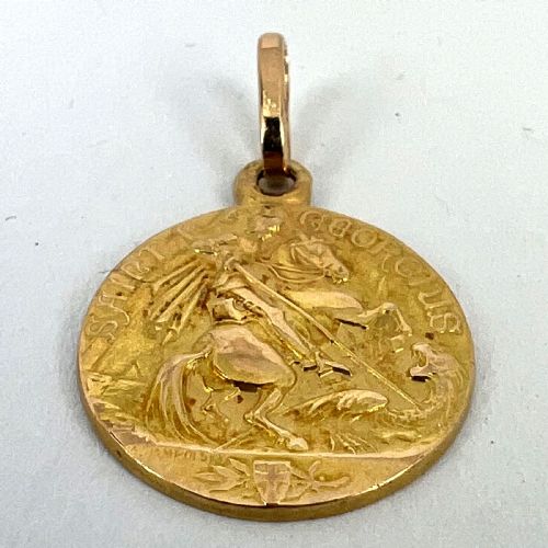FRENCH ST GEORGE AND THE DRAGON 18K YELLOW GOLD MEDAL PENDANT - ADDITIONAL PHOTO 13