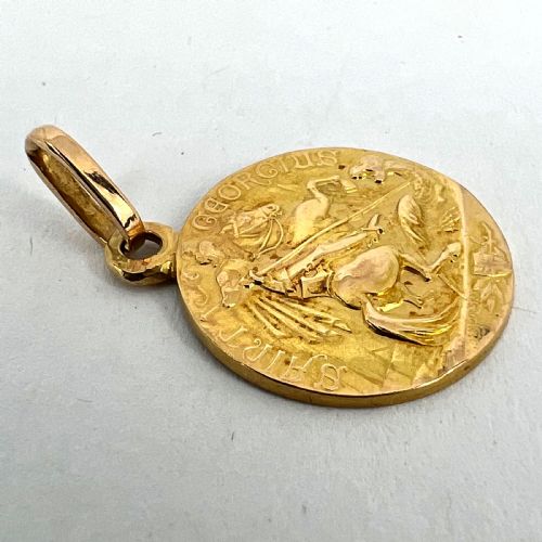 FRENCH ST GEORGE AND THE DRAGON 18K YELLOW GOLD MEDAL PENDANT - ADDITIONAL PHOTO 14