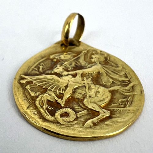 FRENCH RASUMNY ST GEORGE TEMPESTATE SECURITAS 18K YELLOW GOLD MEDAL PENDANT - ADDITIONAL PHOTO 13