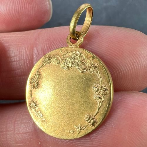 FRENCH MAZZONI 18K YELLOW GOLD ST THERESE MEDAL CHARM PENDANT - ADDITIONAL PHOTO 7