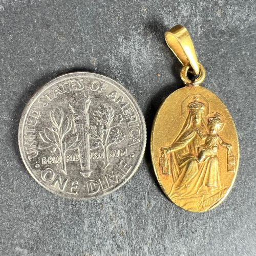 FRENCH ARNAULT MADONNA AND CHILD SACRED HEART 18K YELLOW GOLD MEDAL PENDANT - ADDITIONAL PHOTO 9