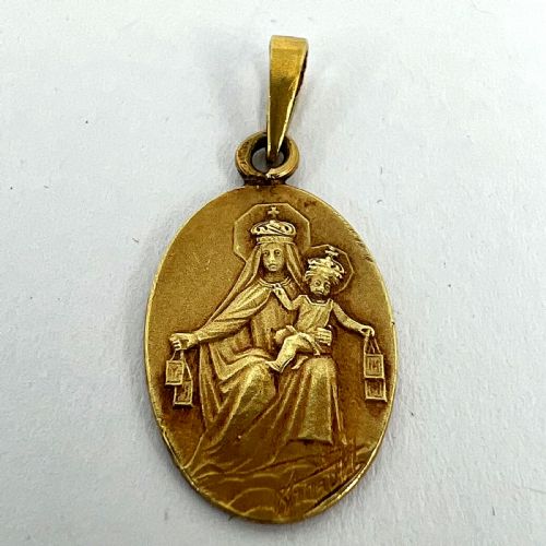 FRENCH ARNAULT MADONNA AND CHILD SACRED HEART 18K YELLOW GOLD MEDAL PENDANT - ADDITIONAL PHOTO 10