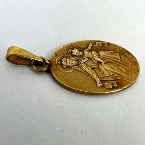 FRENCH ARNAULT MADONNA AND CHILD SACRED HEART 18K YELLOW GOLD MEDAL PENDANT - ADDITIONAL PHOTO 12