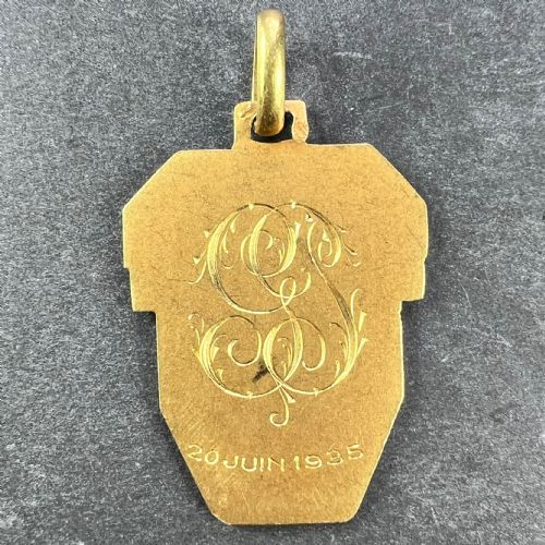 ANTIQUE FRENCH HOLY SAINT CHRISTOPHER 18K YELLOW GOLD CHARM PENDANT - ADDITIONAL PHOTO 2