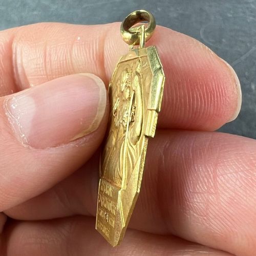 ANTIQUE FRENCH HOLY SAINT CHRISTOPHER 18K YELLOW GOLD CHARM PENDANT - ADDITIONAL PHOTO 6