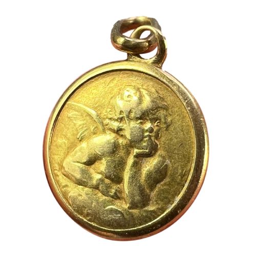 Italian Raphael's Cherub 18k Yellow Gold Charm Pendant
