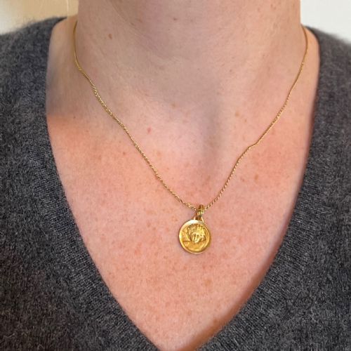 FRENCH GRUN RAPHAELS CHERUB 18K YELLOW GOLD MEDAL PENDANT - ADDITIONAL PHOTO 4