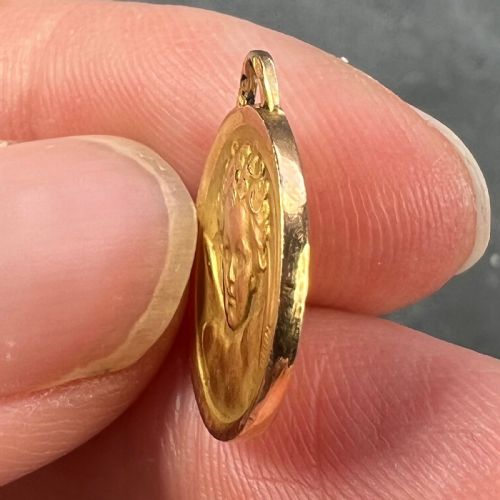 FRENCH GRUN RAPHAELS CHERUB 18K YELLOW GOLD MEDAL PENDANT - ADDITIONAL PHOTO 7
